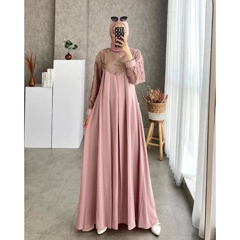 HELEN MAXY SONIA DRESS SIZE STANDAR DAN JUMBO MUTIARA MAXY BRUKAT JUMBO MODERN GAMIS KONDANGAN SIMPLE MEWAH