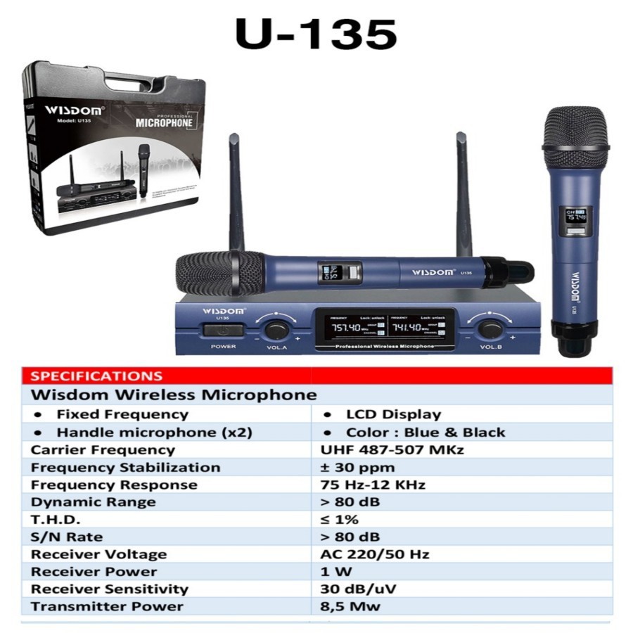 Microphone Wireless Wisdom U135 Original Wisdom U135 Model Ashley