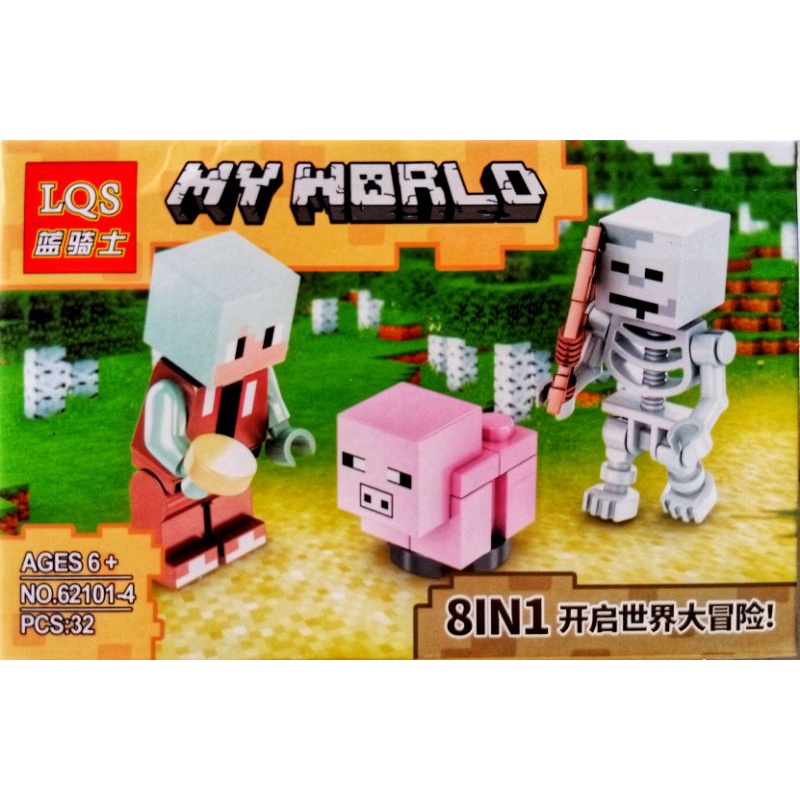 mainan anak lego mine craft world minicraft SATU PAKET ISI 3 KARAKTER FIGURE LQS 62101 mini craft minifigure block mini figure bricks dunia kotak square marvel naruto ninjago justice league avengers robot rangers dinosaurus tentara army soldier-6
