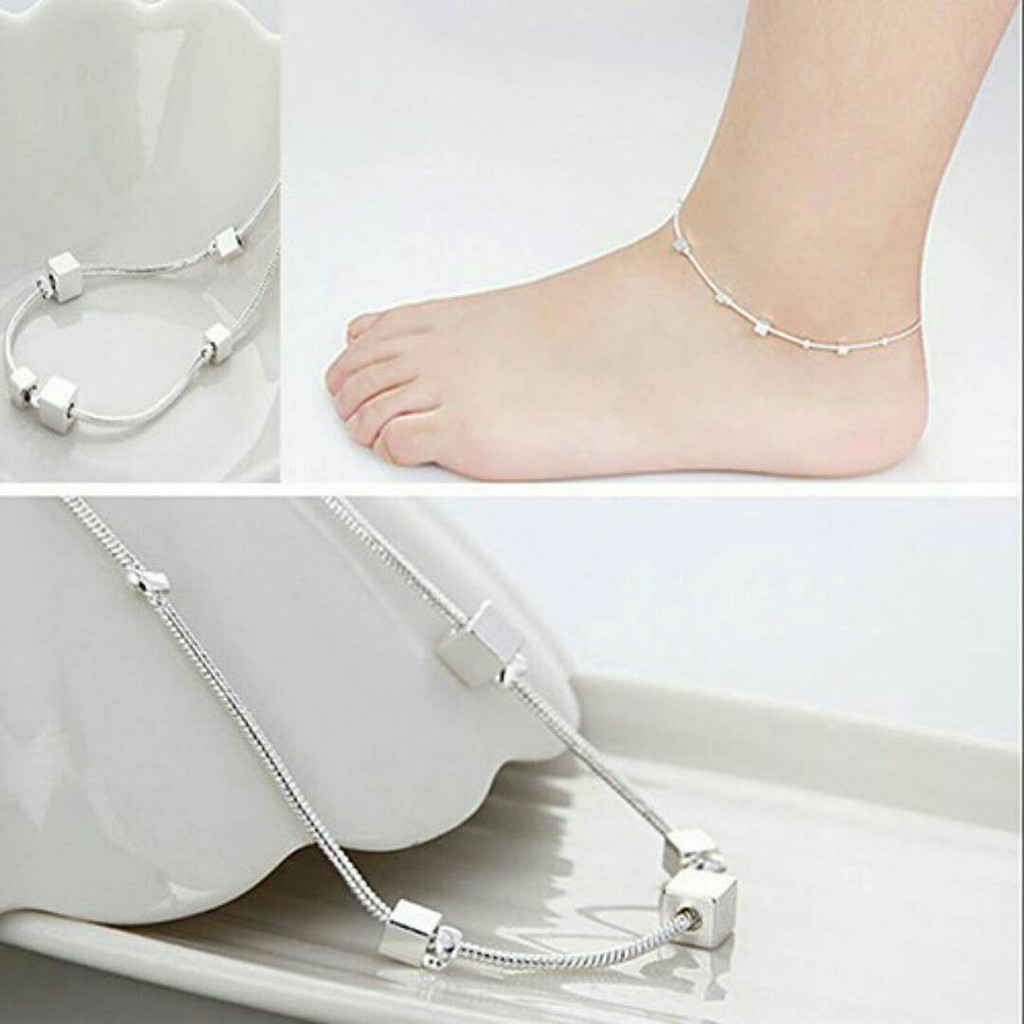 Gelang Kaki Wanita Krom Perak Import