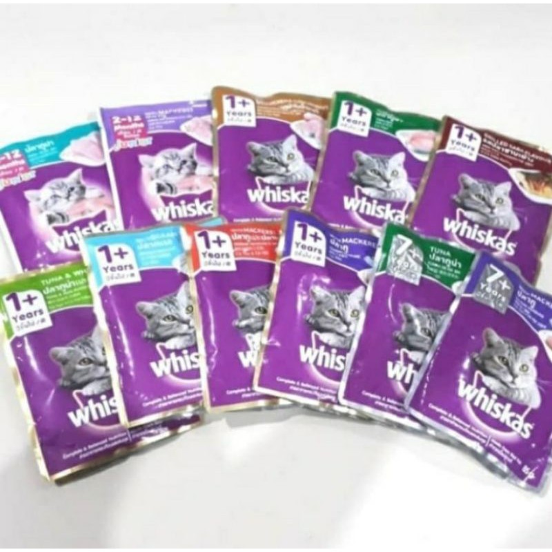 whiskas pouch saset 85 gram all varian Makanan Kucing basah