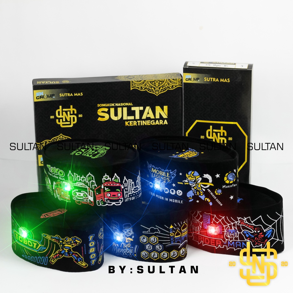 Peci Anak Lampu LED Lucu Karakter Kartun Tobot Tayo Mobile Legend Spiderman Upinipin Tinggi 9cm Bahan Beludru Bulu Hitam Bercahaya Menyala Lampu Lol