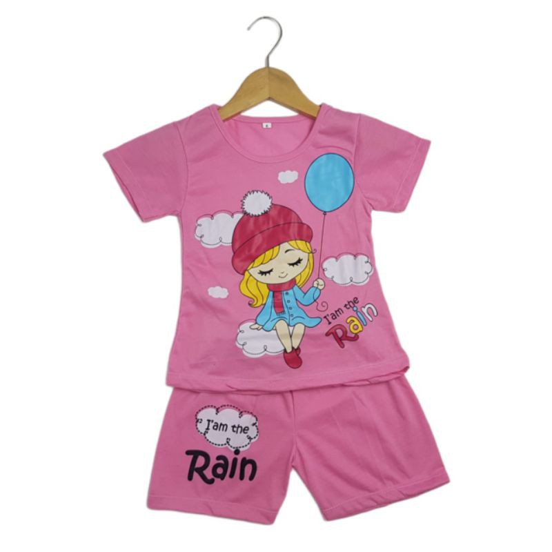 SETELAN SI JAMBUL BAJU ANAK PEREMPUAN 2-7 TAHUN MOTIF RAIN