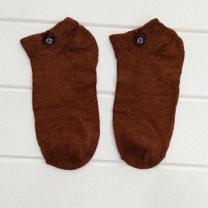 ✧YUKSHOPING✧ Kaos Kaki Fashion Unisex Motif Line Beruang Brown Wanita Pria Murah R109 K010-MOTIF 1 COKLAT TUA