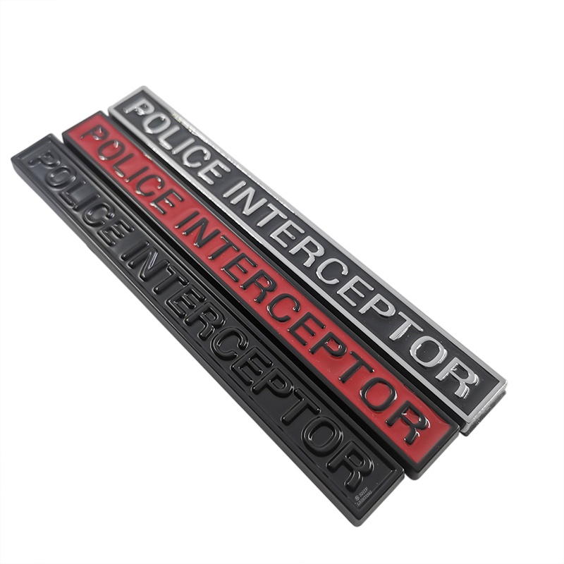 1pc Stiker Emblem Logo Polisi INTERCEPTOR Bahan Metal Untuk Mobil / Truk / Motor