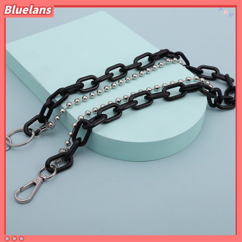 Bluelans Punk Women 2-layer Acrylic Belt Waist Chain Keychain Hanging Pants Waistband