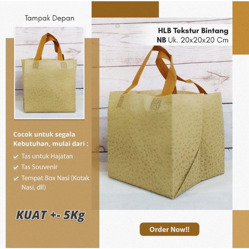 

RYAGAKO Goodie Bag Tas Spunbond 3D Premium Kotak Nasi 18x18 19x19 cm Hajatan Nikahan Souvenir Lebaran Emboss