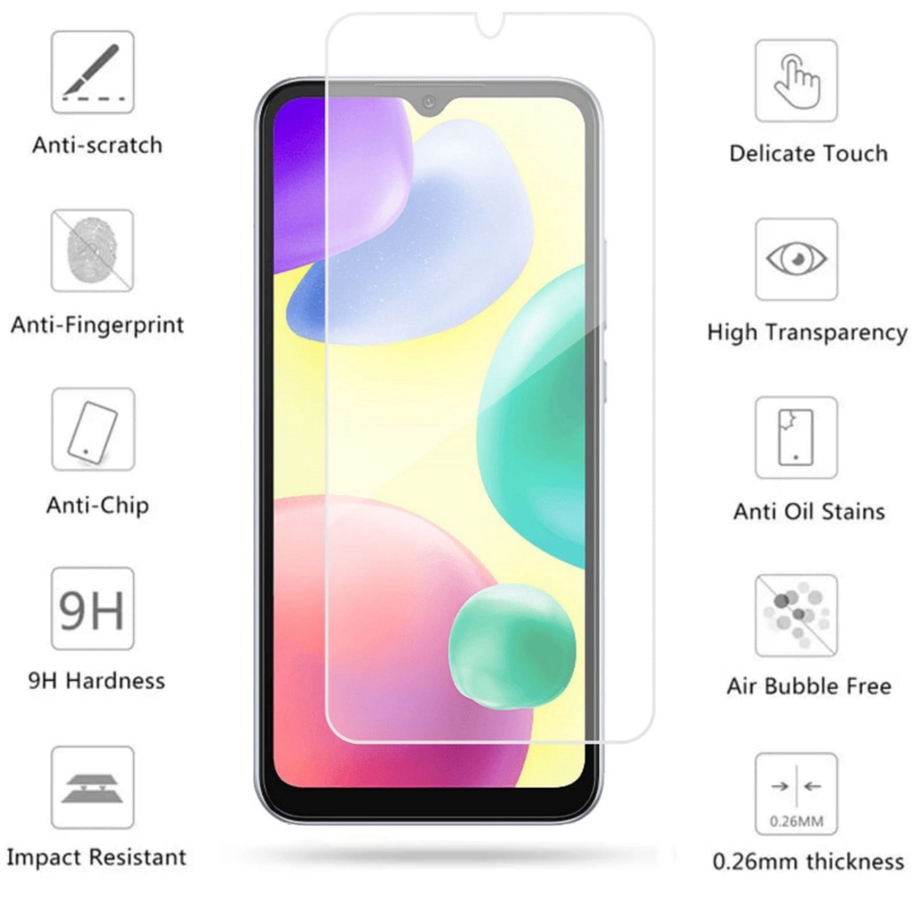 Tempered Glass Samsung A14 A34 A54 M14 A13 A23 A33 A53 A73 M23 M22 M32 M12 M01 M02 Antigores Kaca Screenguard Temperglass Screen Protector