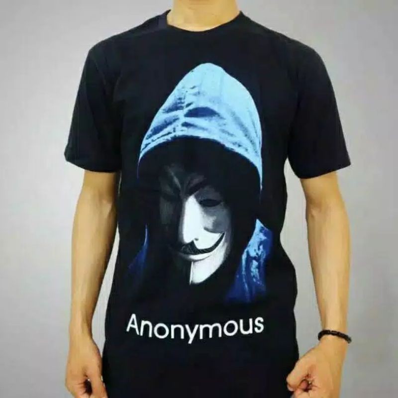 kaos anonymous topi biru/kaos hacker/kaos cowo/kaos distro/kaos laki/kaos pria/kaos keren/kaos katun
