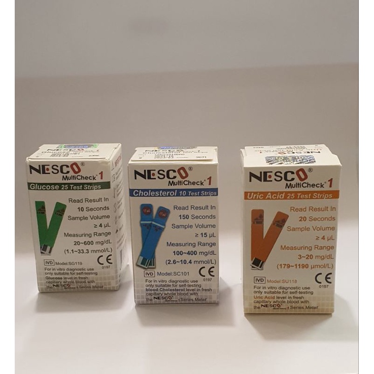 Strip Nesco gula isi 25pc nesco glucose/refill strip gula nesco/strip kolestrol nesco/strip asam urat nesco