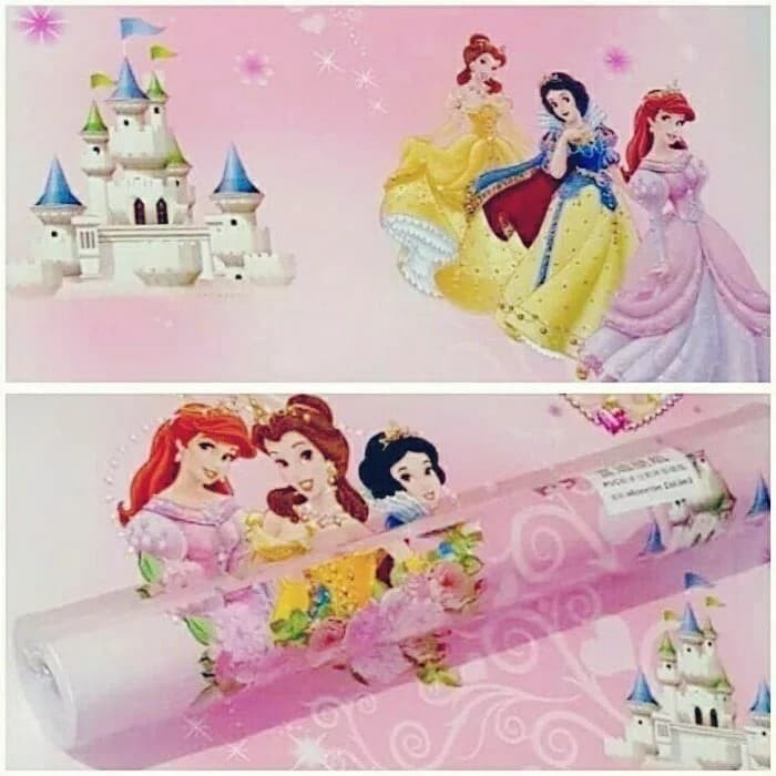 WALLPAPER STIKER DINDING PRINCESS DISNEY PINK WPSPRINCESS WALPAPER WOLPEPER DEKORASI KAMAR ANAK