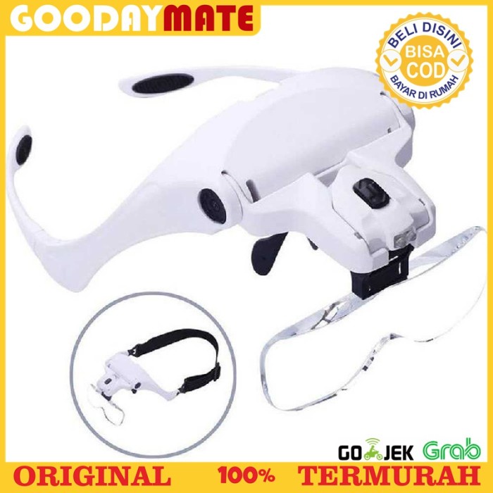 

HELM KACAMATA PEMBESAR REPARASI JAM 5X MAGNIFIER 2 LED 9892B2 ORIGINAL