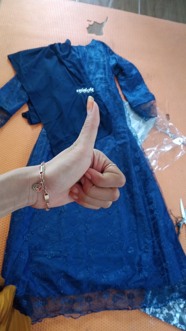 Shopashop Solo Batik Couple Rayya Tulle Mutiara Kombinasi Ceruty Payet & Kemeja Batik