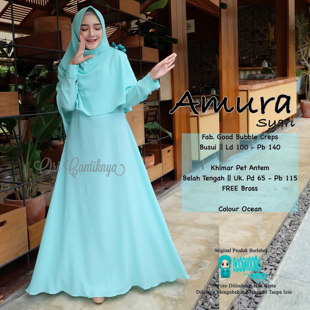 AMURA SYARI OCEAN ALLSIZE 100 /140 Gamis Bubble Busui Seragam Murah Cantik Asli Original Umroh CTY