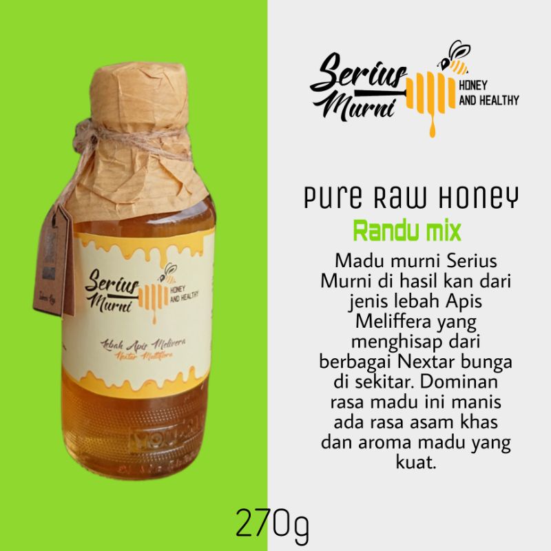 

Madu Murni Asli Serius Murni Original Apis Meliffera Nektar Multiflora Pure Honey Raw Honey 100% Murni (270g)