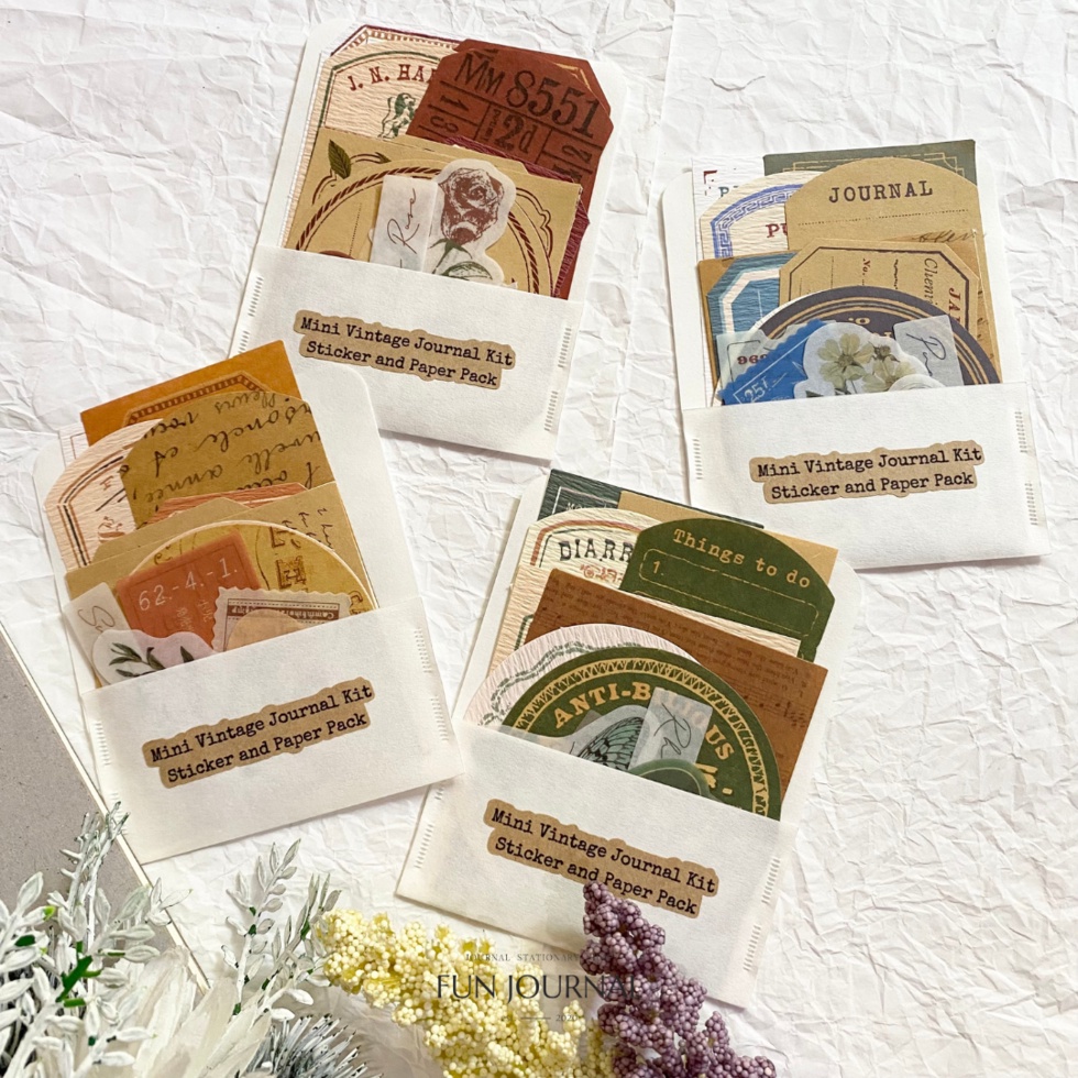 

MINI VINTAGE JOURNAL KIT STICKER AND PAPER PACK UNTUK JURNAL JOURNAL PLANNING PLANNER SCRAPBOOK DIY