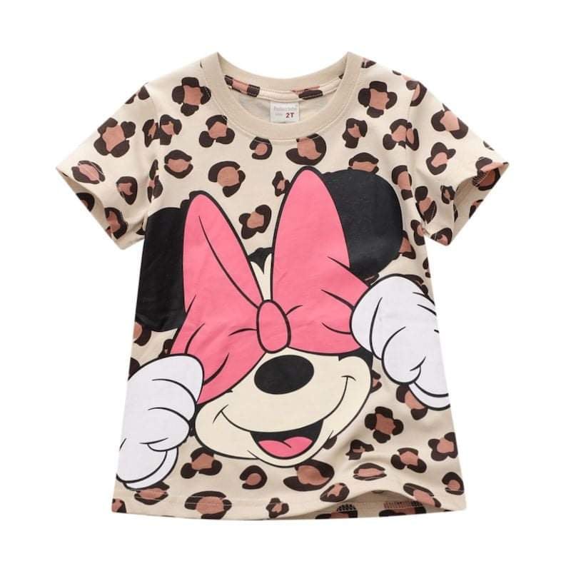 Kaos anak perempuan motif mini loreng