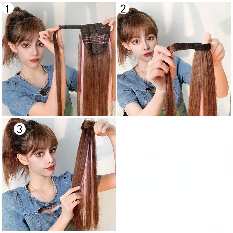 Rambut Palsu Model Panjang Lurus Dengan Velcro