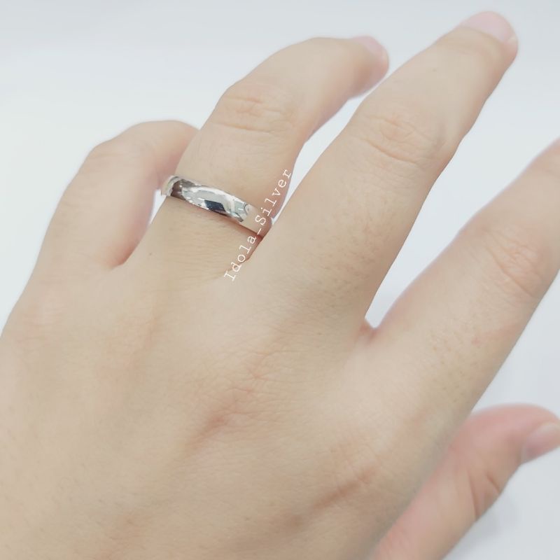 CINCIN PERAK PRIA WANITA SILVER ASLI 925 LAPIS EMAS PUTIH MOTIF RING POLOS - PERHIASAN PERAK