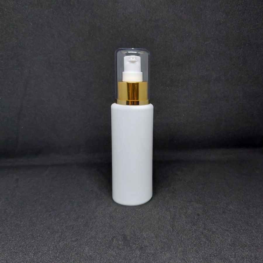 Botol Pump 100ml Putih Tutup Gold Silver Pink / Botol Serum Lotion Sabun 100ml Mewah Aesthetic / Botol RF 100ml Putih  Pump Treatment Gold Silver Pink