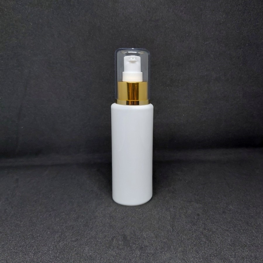 BOTOL RF 100ML PUTIH PUMP TREATMENT GOLD FULLCAP / BOTOL PUMP GOLD 100ML RF WHITE BOTOL KOSMETIK