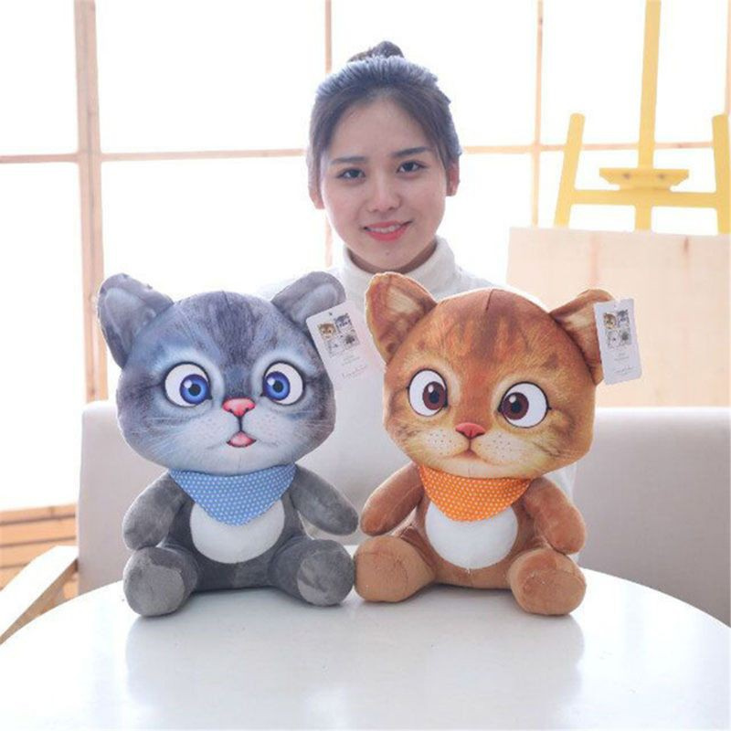 CRE  20cm Soft 3D Simulation Stuffed Cat Toys Sofa Pillow Cushion Plush Animal Cat Dolls Kids Toys Gifts