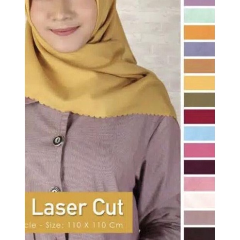 ☚ AZARA HIJAB SEGI EMPAT OSKARA LASERCUT JILBAB POLOS KERUDUNG SEGIEMPAT - Hitam ❀