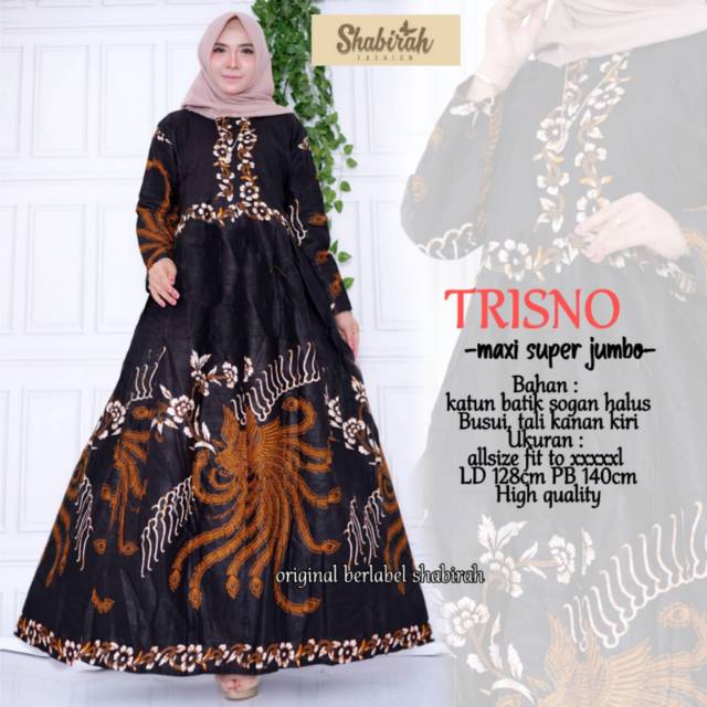 TRISNO COUPLE BATIK JUMBO FASHION WANITA BUSUU BATIK MODERN BAJU PESTA KEMEJA BATIK SOLO
