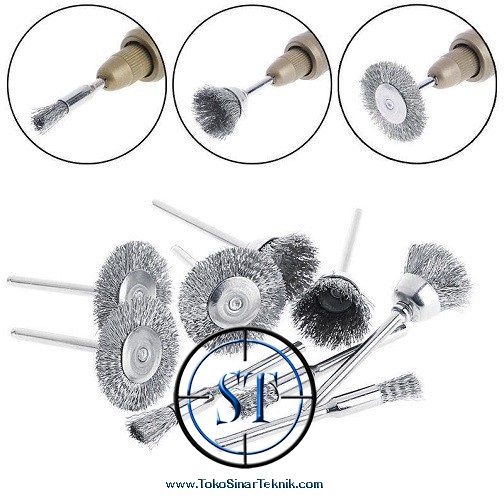 3 Pcs Sikat Kawat Brass Wire Brush 3mm Besi Baja Bor Mini Grinder Gerinda Polishing Poles Roda Tuner Stainless Steel