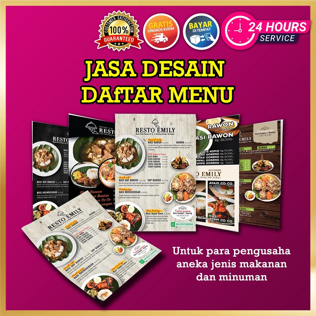 Jasa Desain Daftar Menu Makanan dan Minuman Restoran Profesional