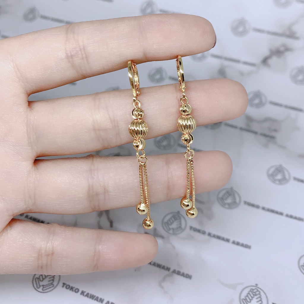 Anting Xuping Gold Perhiasan Fashion Wanita Model Ring Permata Hijau 28