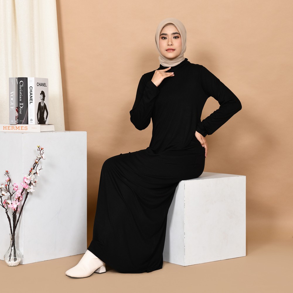 Mybamus Arisha Basic Long Dress Black M15567 R42S6 - Gamis Muslim-6
