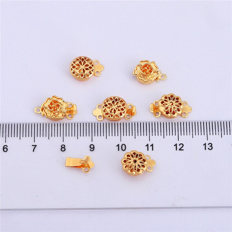 1Set 18K Gold Plated Fashion Jewelry Findings Alloy Flowers Clasps Hooks For Necklace&amp;Bracelet Chain DIY