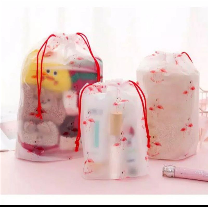 Korean Creative Portable Travel Cosmetics Bundle Pocket Cartoon Cactus Drawstring Dustproof Storage