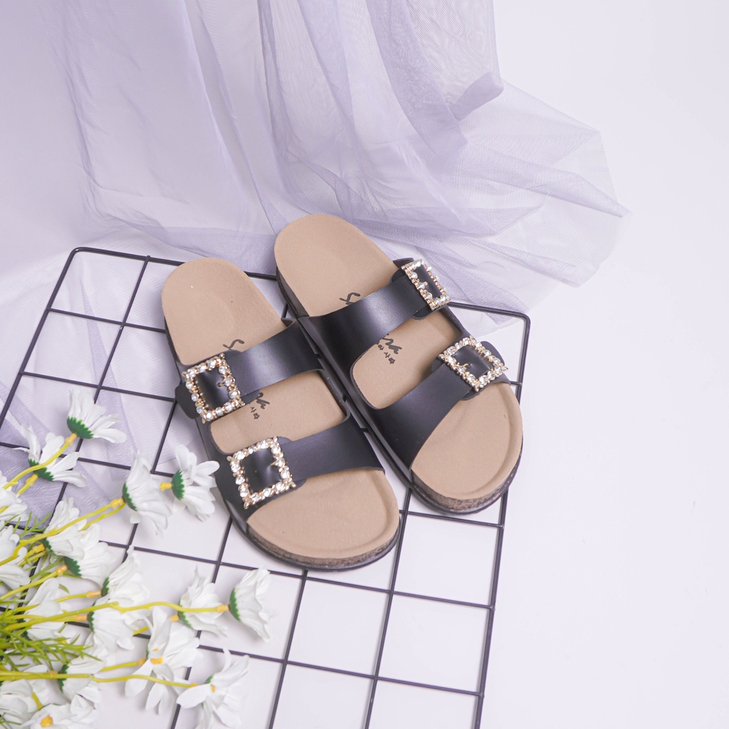 SARA SARA KIMMY Sandal wanita casual sandal slop puyuh kekinian model birken ban dua ( JINNY SERIES )