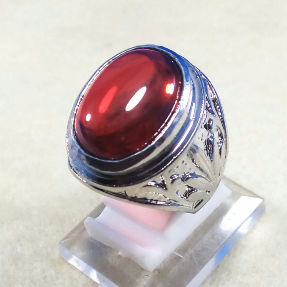 CINCIN BATU AKIK PERMATA RED GARNET BIG SIZE MEWAH DAN TERMURAH