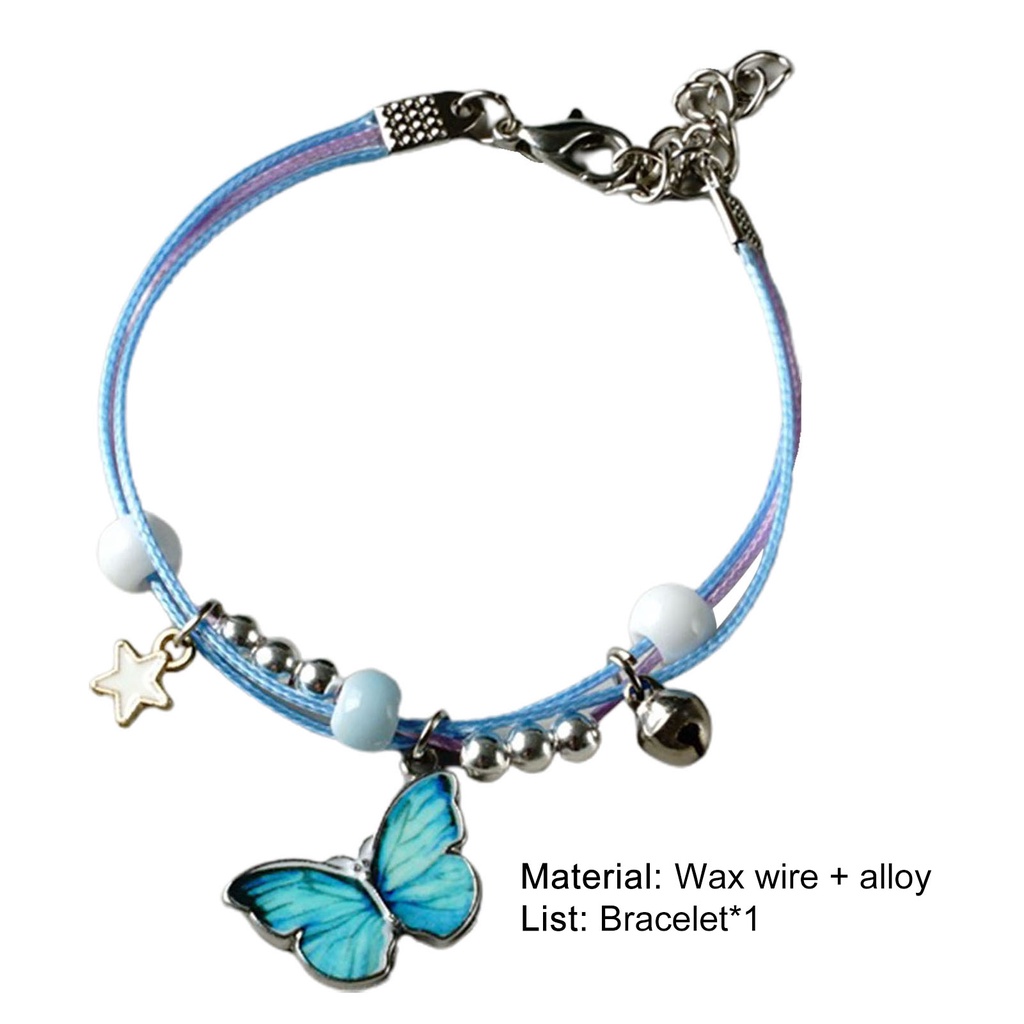 Hu Hu Hu Hu Hu Alat Bantu Pasang Kacamata♡ Gelang Tali Kepang Multilayer Aksen Butterfly Star Bell Untuk Pasangan