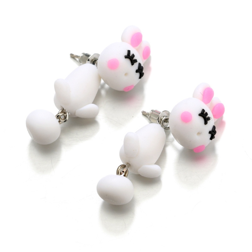 Hu Hu Hu Hu Hu Alat Bantu Pasang Kacamata♡ Anting Tusuk Gantung Bahan Polymer Clay Desain Dombakelinci Kartun Untuk Wanita