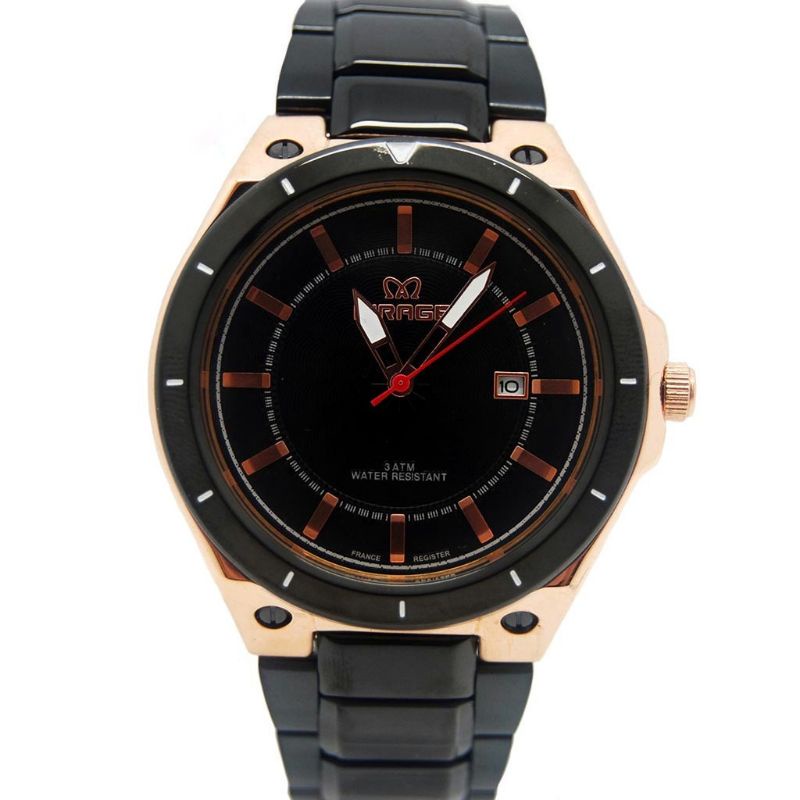 JAM TANGAN MIRAGE ORIGINAL PRIA  HITAM ROSGOLD WATER PROFF_JAM TANGAN PRIA SPORTY MIRAGE