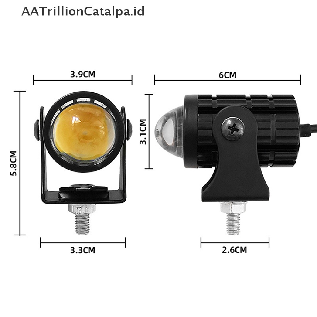 Aatrillioncatalpa Lampu Depan LED Lensa Fisheye Dua Warna Untuk Motor