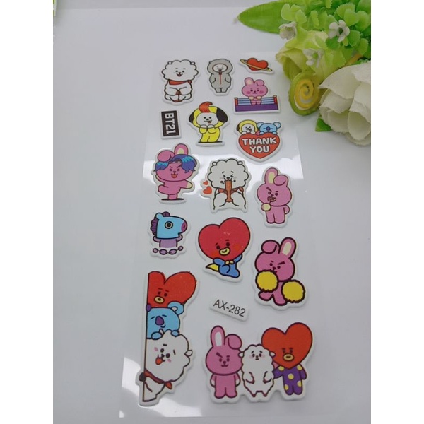 stiker bt21 stiker Tumbler stiker timbul sticker cutting stiker 3d