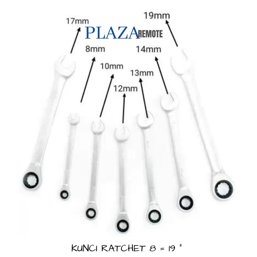 KUNCI RING PAS RATCHET 2IN1 BOLAK BALIK PANJANG 19 MM