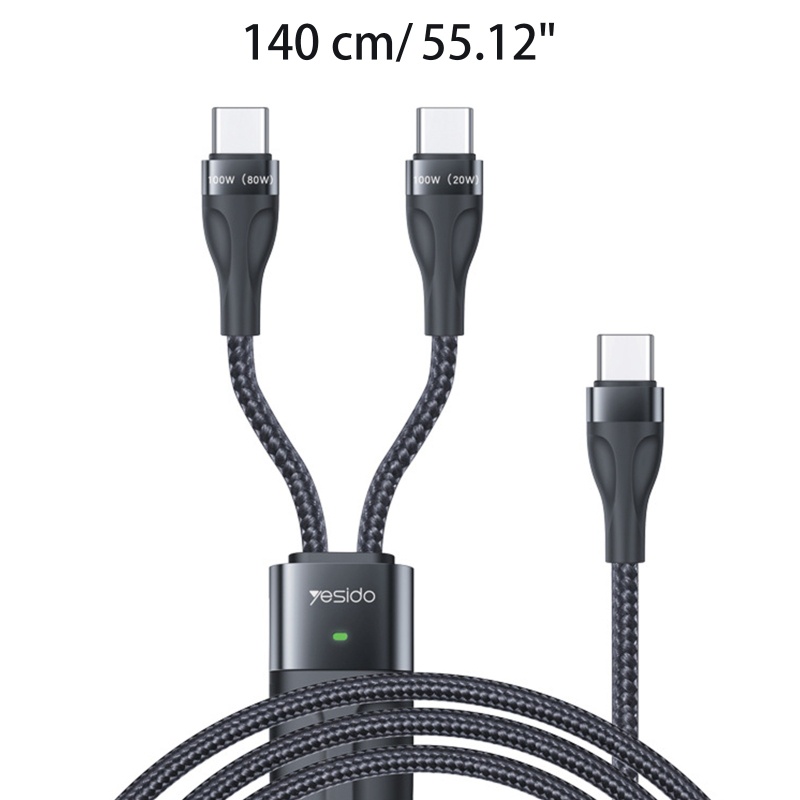 Zzz Kabel Data / Charger 2 in 1 PD 100W USB Tipe C Ke 2 Tipe C