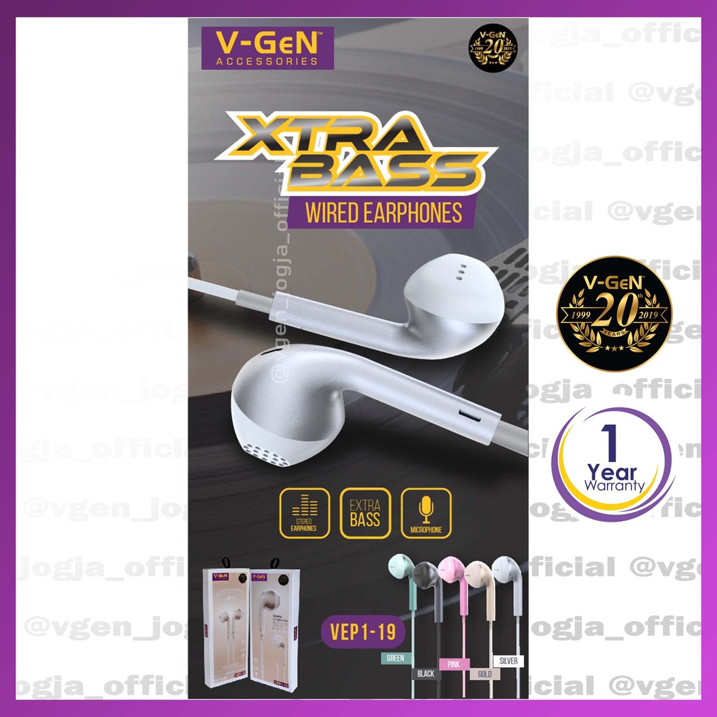 Handsfree V-GeN VEP1-19 Wired Earphone Headset Original Extra Bass