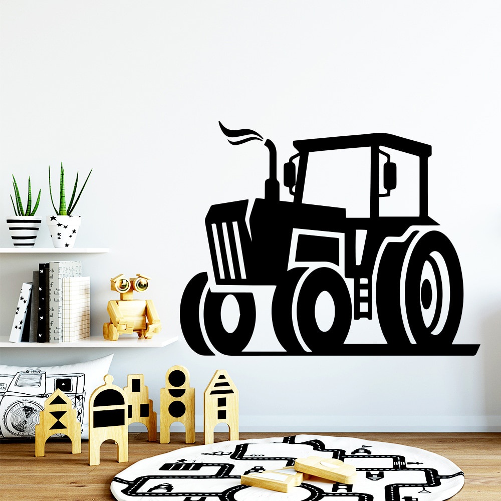[FREE PACKING CORE] Stiker Dinding Kamar Tidur Anak Creatively Tractor Vinyl Wall Sticker Decals For