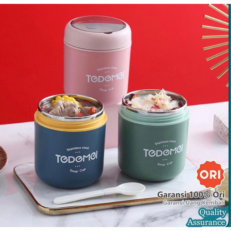 TEDEMEI  Termos Sup Cangkir Sup Kotak makan anak Stainless 304 kids lunch box Set Premium rantang makan Soup cup tempat sup