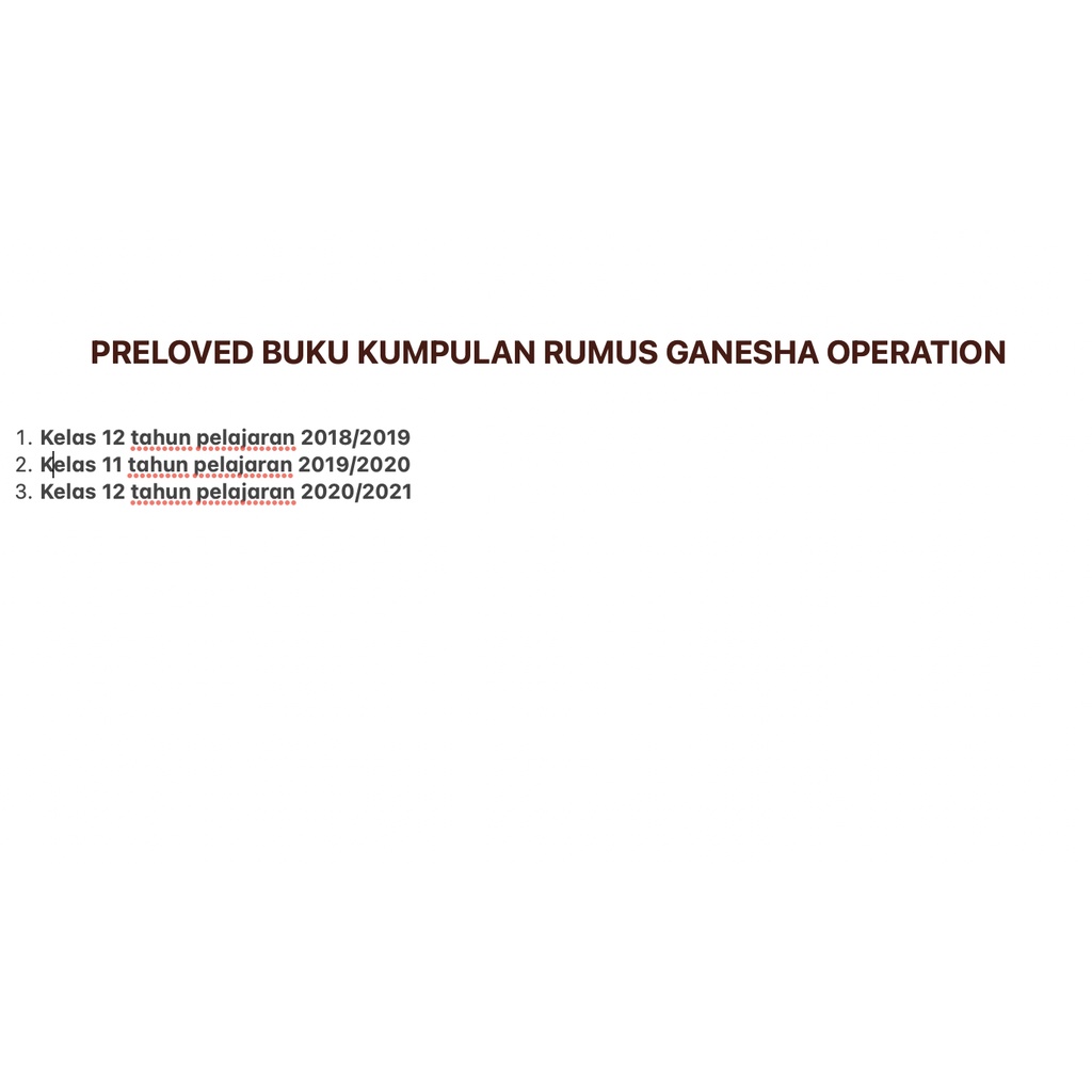 PRELOVED BUKU KUMPULAN RUMUS SAINTEK GANESHA OPERATION