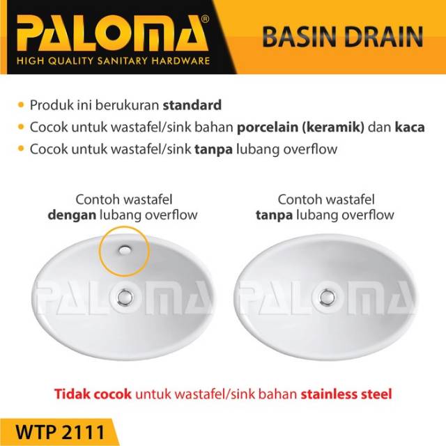 PALOMA WTP 2111 Afur Wastafel Kepala Sifon Pop Up Waste Avur Washtafel