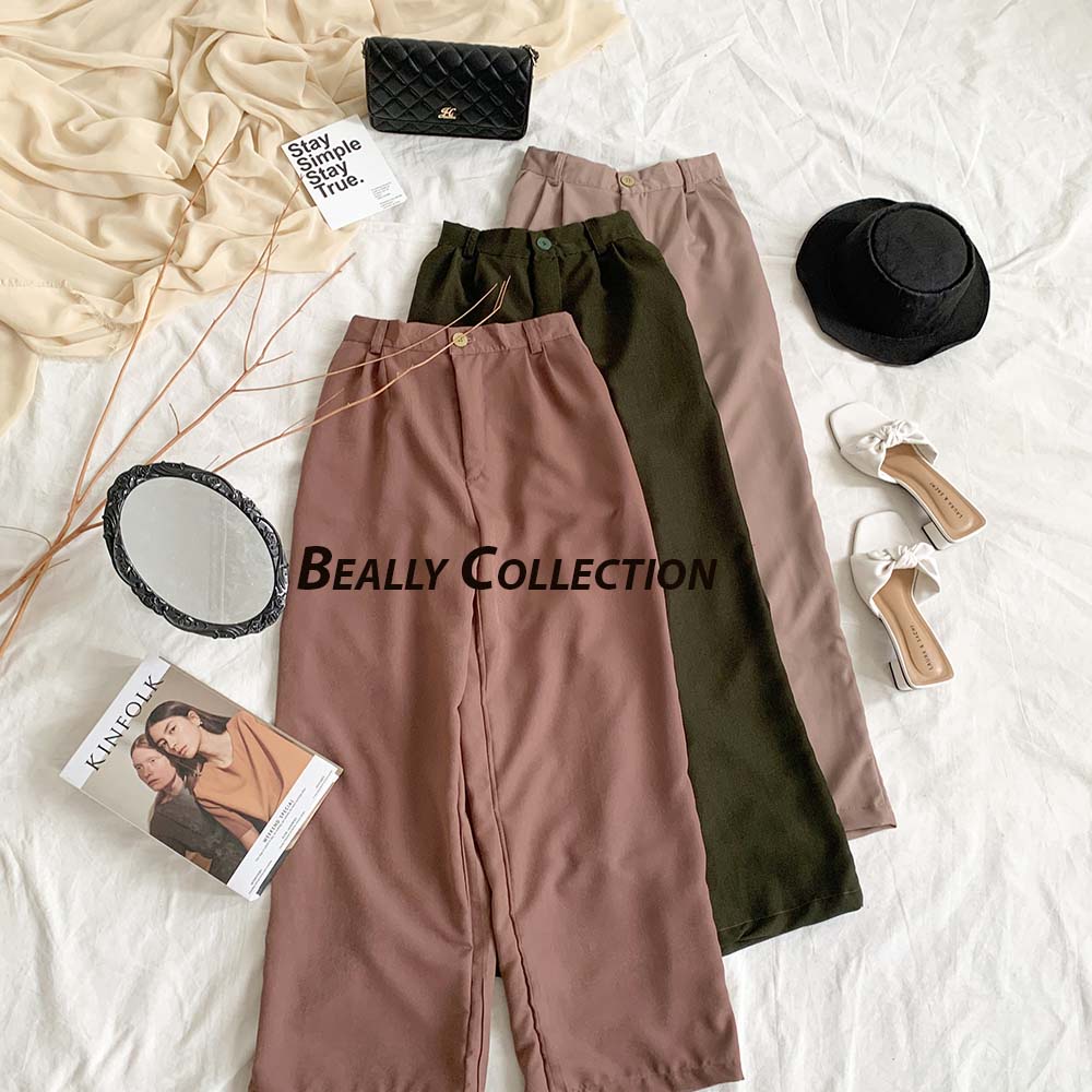 Celana Anti Kusut | Loose Pants Trousers Wanita | Yora Pants Kulot | Celana Kulot Wanita | Celana Kantor Formal | Bella Loose Pants | Celana Highwaist Kulot Wanita