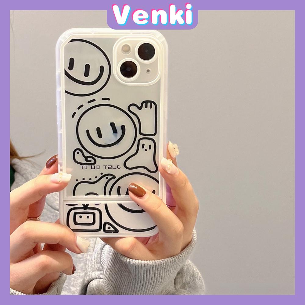 iPhone Case Silicone Soft Case Clear Case Folding Stand Shockproof Protection Camera Smiley Simple Cute Compatible For iPhone 11 iPhone 13 Pro Max iPhone 12 Pro Max iPhone 7Plus xr